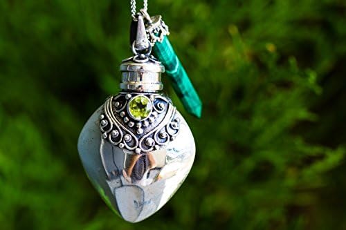 Silver Cremation Necklace with Keepsake Urn and Machalite Pendant