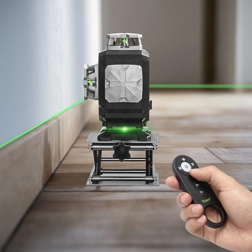 Huepar Professional Laser Level Self Leveling S04CG, ±1/9" Accuracy at 33 Ft, 4D Construction Lazer Leveler Tool with LCD Screen, Bluetooth Remote Control, 4x360° Green Cross Line, Outdoor Pulse Mode