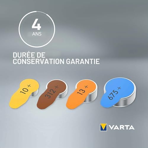 Piles auditives type 10, jaune, lot de 60, Power on Demand batteries pour Amplificateur Appareil Auditif, pour Aide Auditive, Made in Germany [Exclusif sur Amazon]