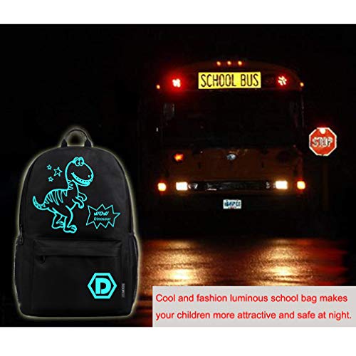 DOLIROX Luminous Schoolbag Anime School Backpack Shoulder Daypack Laptop Bag with USB Charging Port/Cable/Pencil Case and Password Lock for Travel Hiking (Medium, Black B)