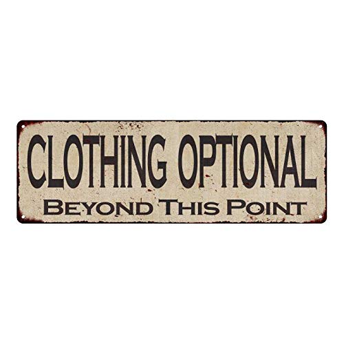 Clothing Optional Sign Vintage Decor Rustic Signs Wall Art Tin Plaque Decoration Farmhouse Home Gift 6 x 18 High Gloss Metal 206180071020