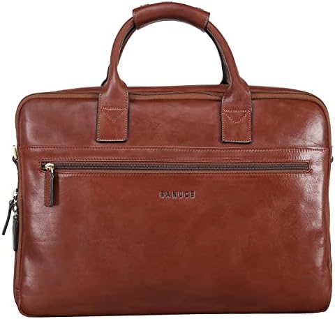 Banuce Full Grains Italian Leather Briefcase for Men Attache Case