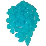 DE-100 Man-made Blue Glow in the Dark Pebbles Stone for Garden Walkway--Making Your Garden or Yard Looks Different from Your Neighbors' at night(Blue)