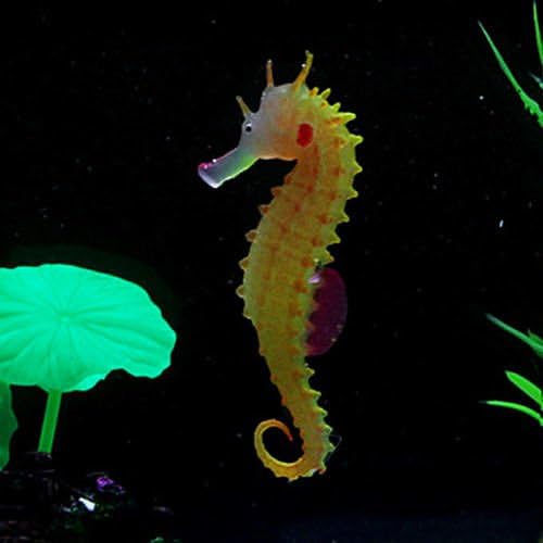 hipppcampus orange Aquarium Fish Tank Landscape Decoration Glow Simulation Animal Plants Ornament no.23