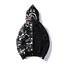 EXXE&OYYO Men's Shark Hoodie,Cotton Material Shark