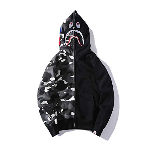 EXXE&OYYO Men's Shark Hoodie,Cotton Material Shark