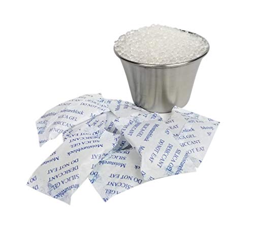 SHIELDPRO Silica Gel Desiccant 10 Gram - No Shelf-Life - Foil-Packed Moisture Absorbers Silica Bead Dehumidifiers Mold Mildew Fungus Corrosion Rust Prevention for Food Storage Gun Safes Closets (50)