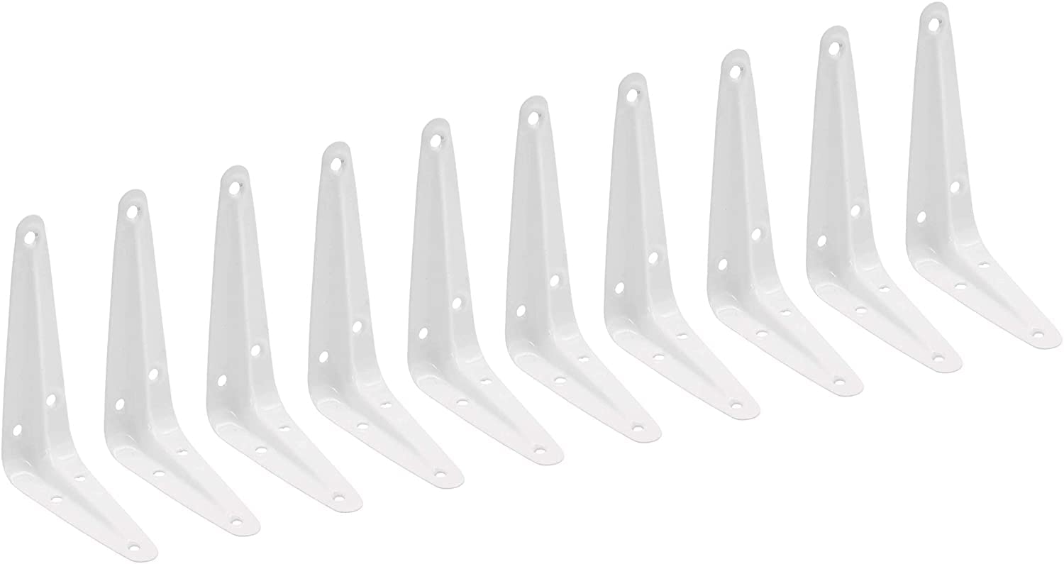 TERF® London Shelf Bracket White 100mm X 75mm (4 X 3 inch) Wall Mounted Shelving Support Corner Brackets Book Shelf Bracket Floating Shelve Bracket and Multi Purpose Use - Pack of 10