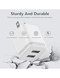 Niluoya - Cargador de pared USB de doble puerto USB de 2,1 A 5V, compatible con iPhone Xs Max Xs XR X 8 7 6 Plus 5S, Samsung, Kindle, LG, teléfonos Android