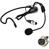 Replacement Headset Headworn Microphone for Shure BLX1 Wireless Bodypack Transmitter 4-pin Mini-Connector, Condenser, Unidirectional, ta4f 4 Pins, Black