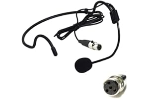 Replacement Headset Headworn Microphone for Shure BLX1 Bodypack Transmitter, Condenser, Unidirectional, ta4f 4 Pins, Black