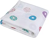 Ultra Soft Bamboo Muslin Swaddle Blankets “Donut Print” Unisex Muslin Blankets idea Shower Gift for Boys and Girls by Little Jump. (Donut)