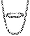 Jstyle 8mm Stainless Steel Mens Necklace Bracelet Set Byzantine Chain Black 22 inch