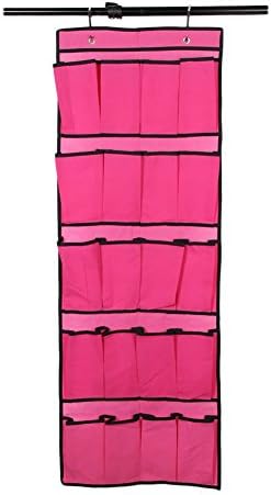 New 20 Pockets Over the Door Hanging Shoe Organizer Space Saver Rack Storage Hanger Pink