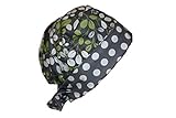 Surgical Scrub Hat Cap Green Grey White Dots Pixie