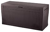 Keter Comfy 71 Gallon Resin Plastic Wood Look All Weather Outdoor Storage Deck Box, Brown