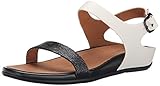 FitFlop Women's Banda Micro-Crystal Dress Sandal, Black/White, 8 M US