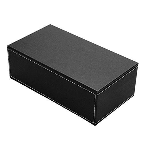 Better-love Luxury PU Leather Rectangular Tissue Box Holder Cover Case Tray Pumping for Home Office Car Automotive (Black)