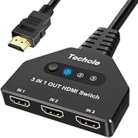 HDMI Switch 4K Techole HDMI Umschalter Automatische/Manuell Vergoldet HDMI Switcher 3 In 1 Out HDMI Switch Unterstützt...