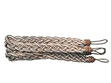 2 Pieces Fine Hand Tied Curtain Clip, Buckle Holdback Fabric Drapery Tassels Curtain Tiebacks / Tassel Window Curtain TieBacks Knitted Braided Curtain Cord Rope Buckle (Coffee)