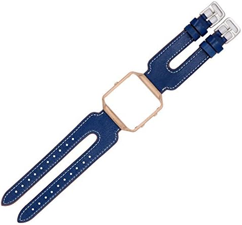 Rayability 2016 Double Buckle Cuff Band for Fitbit Blaze, Smart Watch Blaze Leather Armband Replacement Wristband Bracelet Plus Tool Pin, Blue, Frame not Included