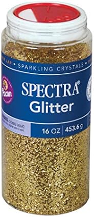 Pacon PAC91780 Spectra Glitter Sparkling Crystals, Gold, 16-Ounce Jar