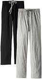 Hanes Men's Solid Knit Jersey Pajama Pant, Black/Light Heather Grey, Medium (Pack of 2)