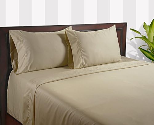 Color Sense Egyptian Cotton Silky Touch 400 Thread Count Sheet Set, Queen, Lt. Beige