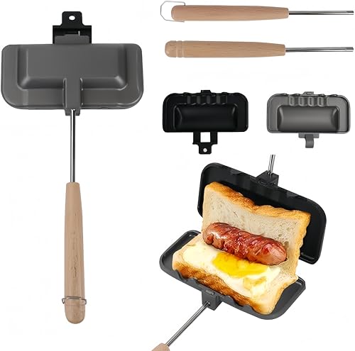 Hot Sandwich Machine, 4w1h Sandwich, Camping Pie Iron, Camping Sandwich Machine for Breakfast Frying Sandwiches, Camping Trips