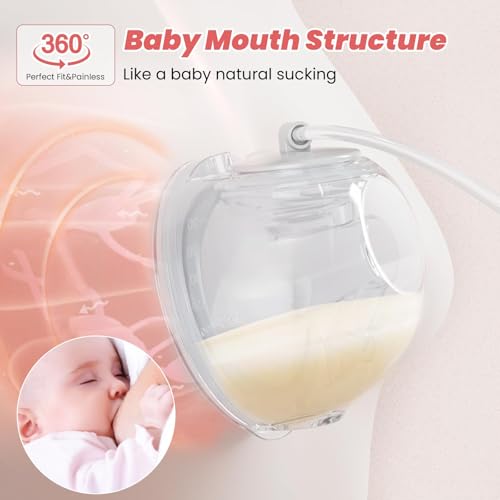 Saglve Sacaleches Eléctricos Portátil con 4 Modos 12 Niveles 300mmHg de Succión, Extractor de Leche Materna Recargable y Sin Manos con Brida de 21/24mm para Madres en Lactancia Madres Oficina Público