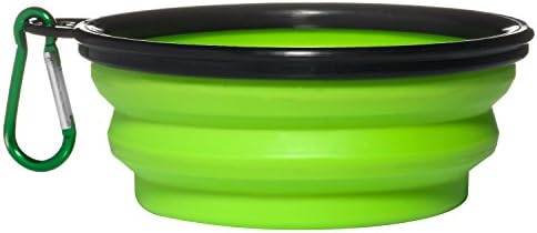The Institute of Pet Nutrition Collapsible Silicone Dog Bowl (12 oz.) Indoor, Outdoor Food and Water Use | Portable, Travel-Friendly Design | Walks, Travel, Hiking, Car Trips | Inc. Carabiner (Green)