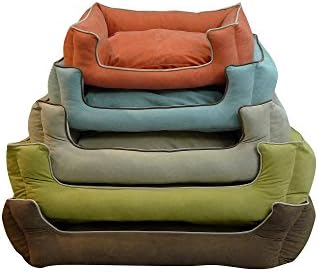 Carolina Pet Microfiber Kuddle Lounge Low Profile Bed for Pets, Large, Spa Blue/Chocolate