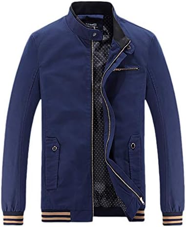MyMei Men's Casual Jacket Stand Collar Zipper Design Regular Coat Outerwear