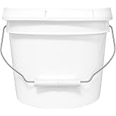 MKS Plastics 2-Gallon Bucket with Airtight Lid – Made in USA, Food Grade BPA Free Plastic, Heavy Duty Multi-Use, Metal Handle with Grip, Stackable Storage – White, 1 Pack