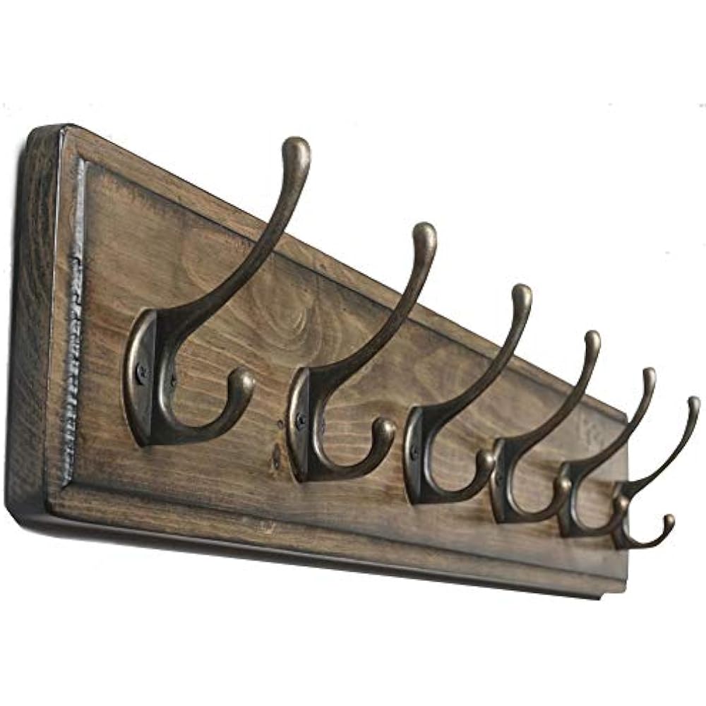 ArgoHome Coat Rack Wall Mounted, Wooden 27" Hooks Scroll 6 Rustic