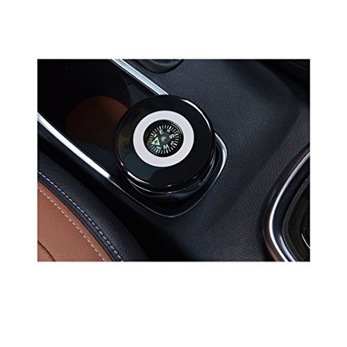 Follicomfy Smokeless Car Ashtray Cup Holder with Compass and LED Light,Black & Silver - Thumbnail 3