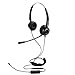 4-Pin RJ9 Binaural Headset, AGPTEK Hands-Free Call Center Headphone for Desk Phones with Noise Canceling Mic + 3.5MM QD + Volume Mute