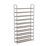 Sable Shoe Rack, Upgrade 10 Tiers Shoes Upgraded Organizer Storage with Spare Parts, Stackable Tower Cabinet Holds up to 50 Pairs of Shoes, 68â€™â€™ x 39â€™â€™ x 10â€™â€™, DIY Assembly â€“ No Tools Required