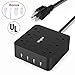 Power Strip with 6 Outlets 4 USB Charging Ports-Wigini Surge Protector with USB 5 ft Extension Cord 1875W/100-250V-Desktop Charging Station for Home,Office and Travel-UL Report(Black)