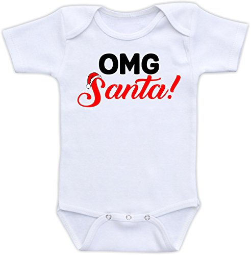 OMG Santa - Christmas Baby Bodysuit Santa Shirt Funny Baby Clothes for Baby Boy or Girl (6M Short Sleeve Bodysuit)