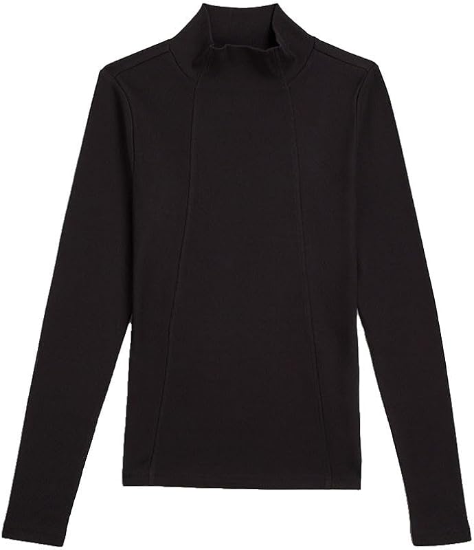 A Line Slim Rib Mock t LS wmn, Negro Dk Black D26905-e136-6484, S