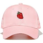Weytff Baseball Cap Dad Hat Cute Strawberry Pink Embroidery Polo Hip Hop Vintage Style Snapback Gift