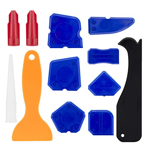 Caulking Tool Kit Silicone Sealant Finishing Tool Grout Scraper Caulk Remover and Caulk Nozzle and Caulk Caps