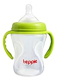 Feeding Bottle by Teppie - Temperature Sensitive for Child Safety - 8 oz - Great for Weaning Breastfeeding Babies or Baby Formula - Features Detachable Handle - Dishwasher & Freezer Safe