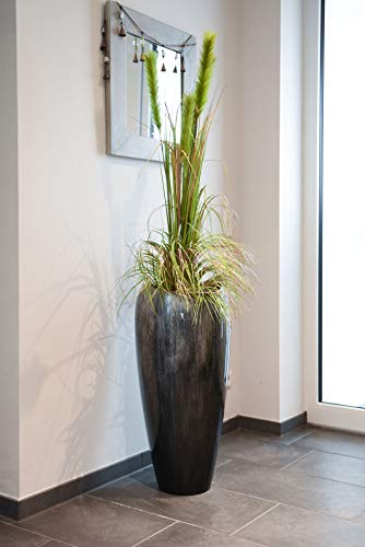 VIVANNO Pflanzkübel Pflanzgefäß Vase Kübel exklusiv Deluxe Schwarz, Silber Hochglanz – Bild 5