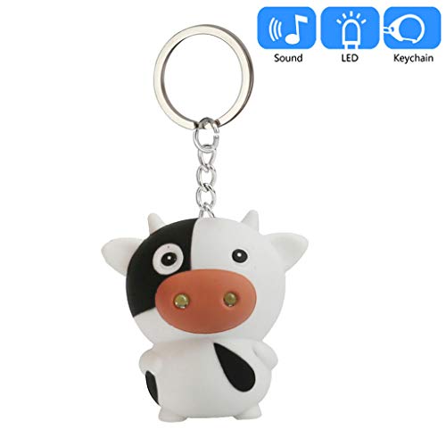 â¤Ywoowâ¤ Cartoon Keyfob, Cute Cartoon Cow Keychain with LED Light Sound Keyfob Kids Toy Gift