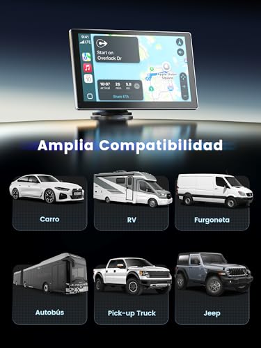 Carplay Auto, 9'' Schermo per Auto, Supporto CarPlay e Android Auto, Dash Cam 4K Integrata e Telecamera Posteriore 1080P, Navigazione GPS/Bluetooth 5.0/Controllo Vocale/Mirror Link/FM, SD 64GB Inclusa