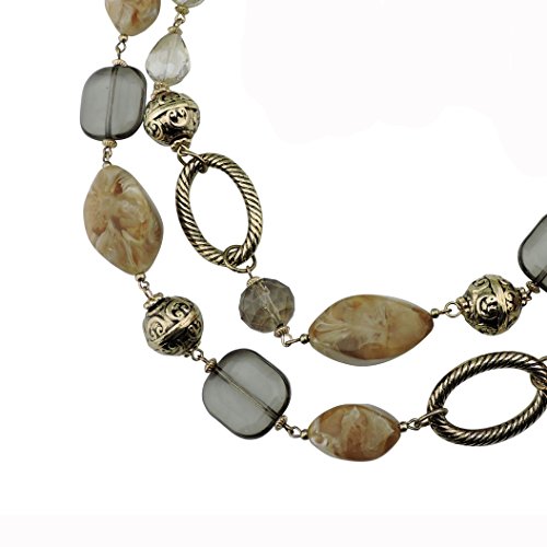 BOCAR 2 Strand Statement Choker Shell Necklace and Earring Set for Women Gift (370)