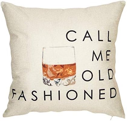 Funny Quote Saying Call Me Old Fashioned Throw Pillow Cover Red Christmas Sign Winter Holiday Decor Cushion Case Decorative for Sofa Couch 18" x 18" Inch Cotton Linen