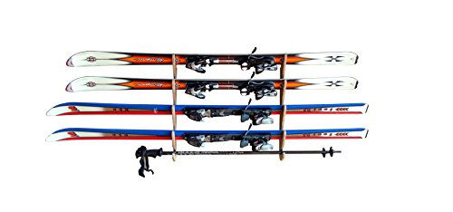 Grassracks Bamboo Ski Storage Rack for 3 or 4 Pairs of Skis Hallsteiner Quad - Thumbnail 4